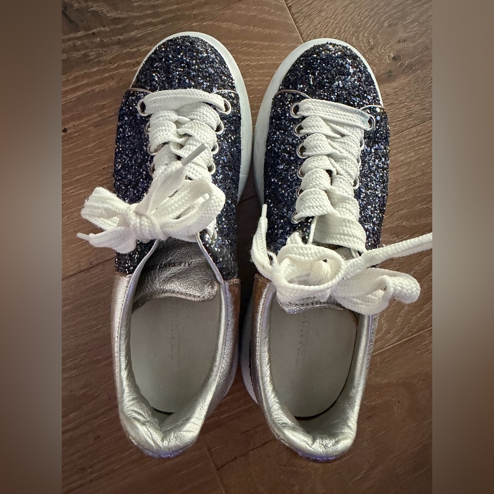 Alexander McQueen GUC Sparkly Glitter Sneakers with White Laces Size 36.5